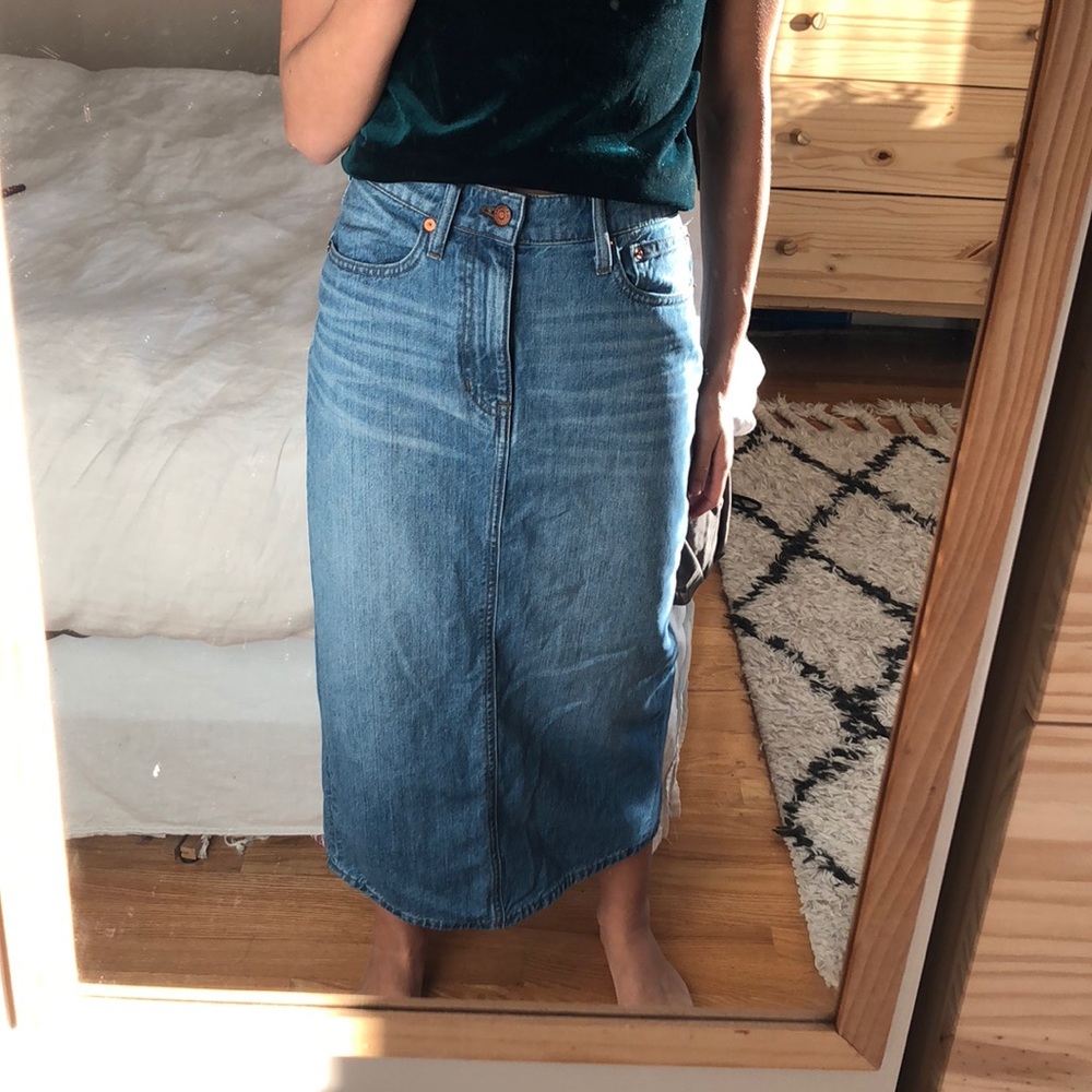 Madewell Blue Denim Midi Skirt